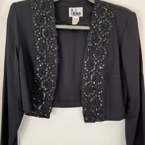 Vintage R.J. Co cropped black blazer size 6 (S) with embellished floral detail